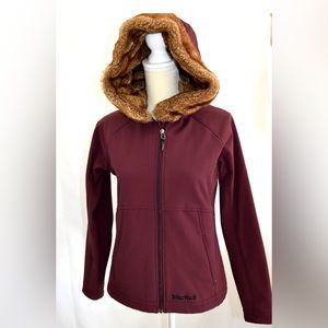 Marmot Women's Dark Burgundy Warm Winter Jacket w/fur hoodie, Flattering…